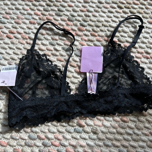 Savage X Fenty Floral Lace And Mesh Bralette Black Caviar size L NWT - Picture 3 of 14